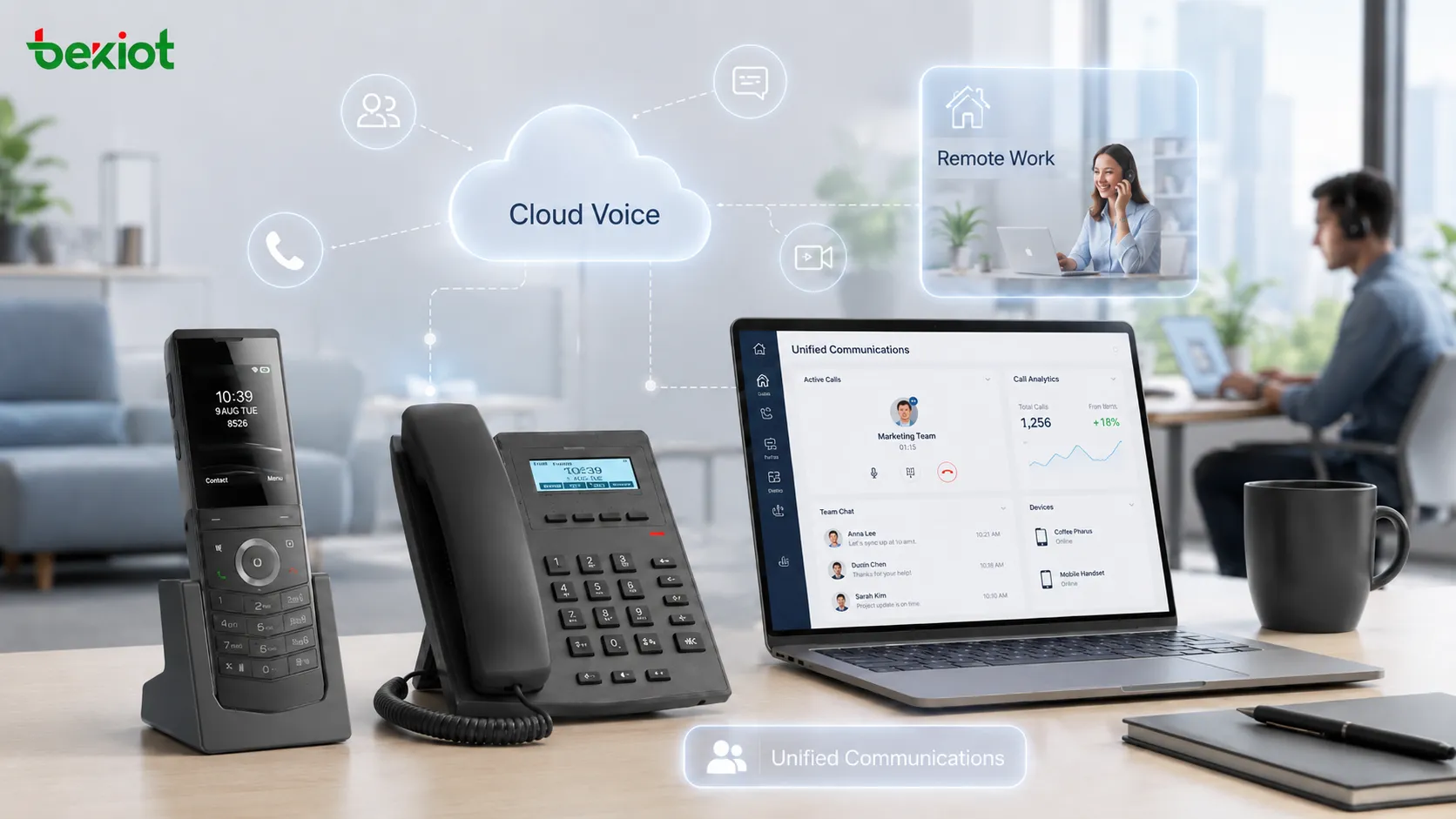 Plateforme VoIP utilisant l’automatisation par IA pour le routage intelligent, la transcription en direct, l’analyse des appels et la modernisation du centre de contact