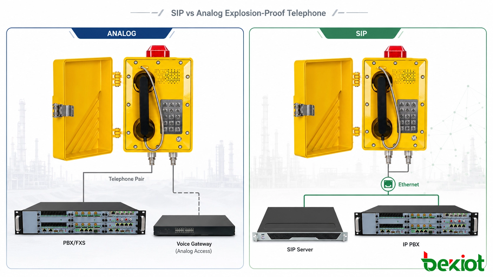 Comparaison des téléphones antidéflagrants SIP et analogiques
