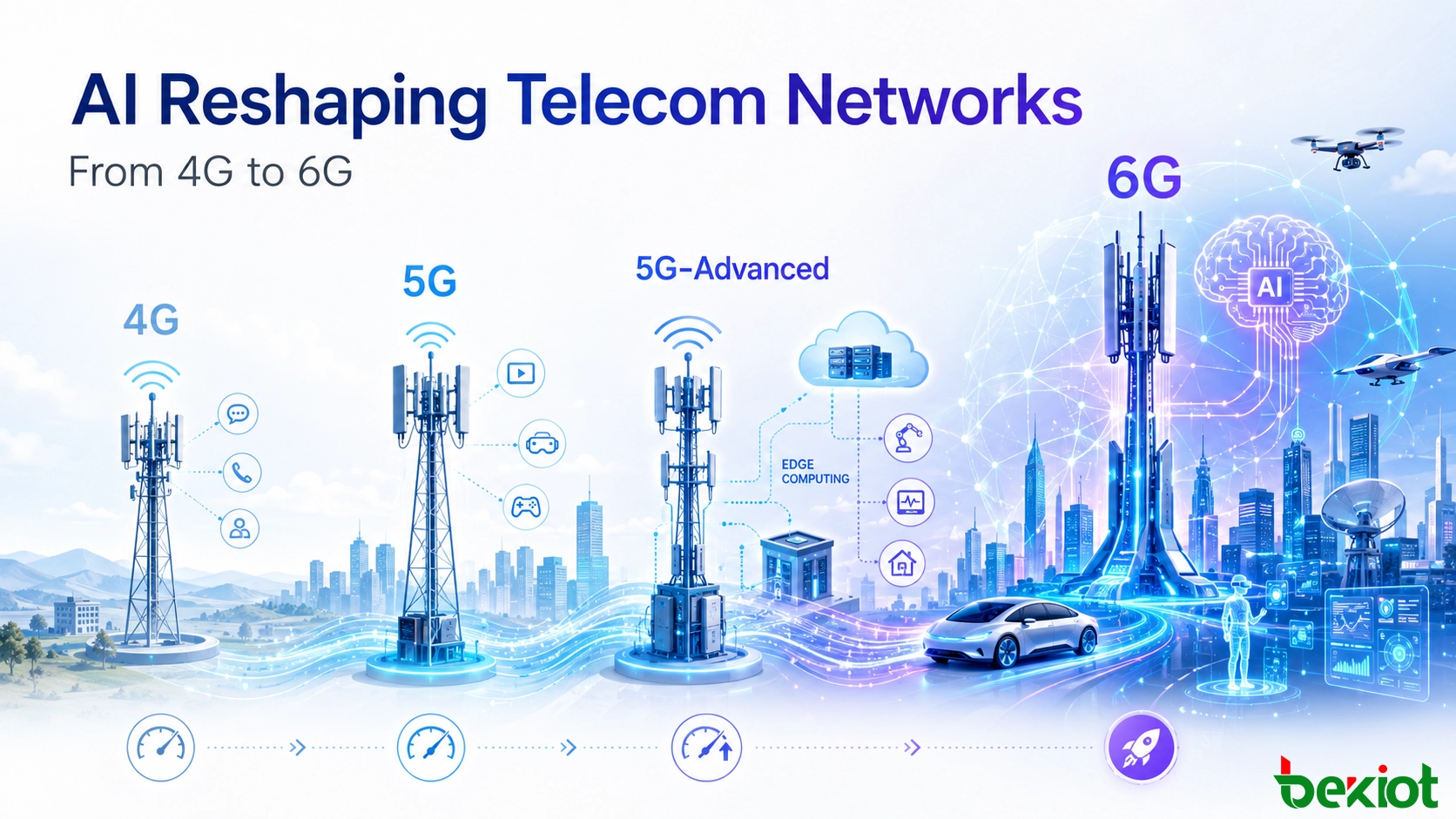 Évolution des réseaux mobiles pilotée par l'IA, de la 4G à la 6G