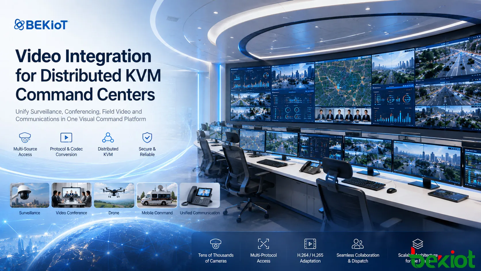 Intégration vidéo pour les centres de commandement KVM distribués