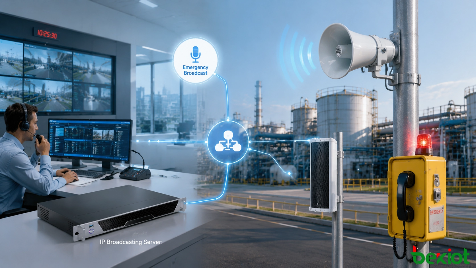 Plateforme audio réseau intégrée aux systèmes de communication d'urgence et de commandement industriel
