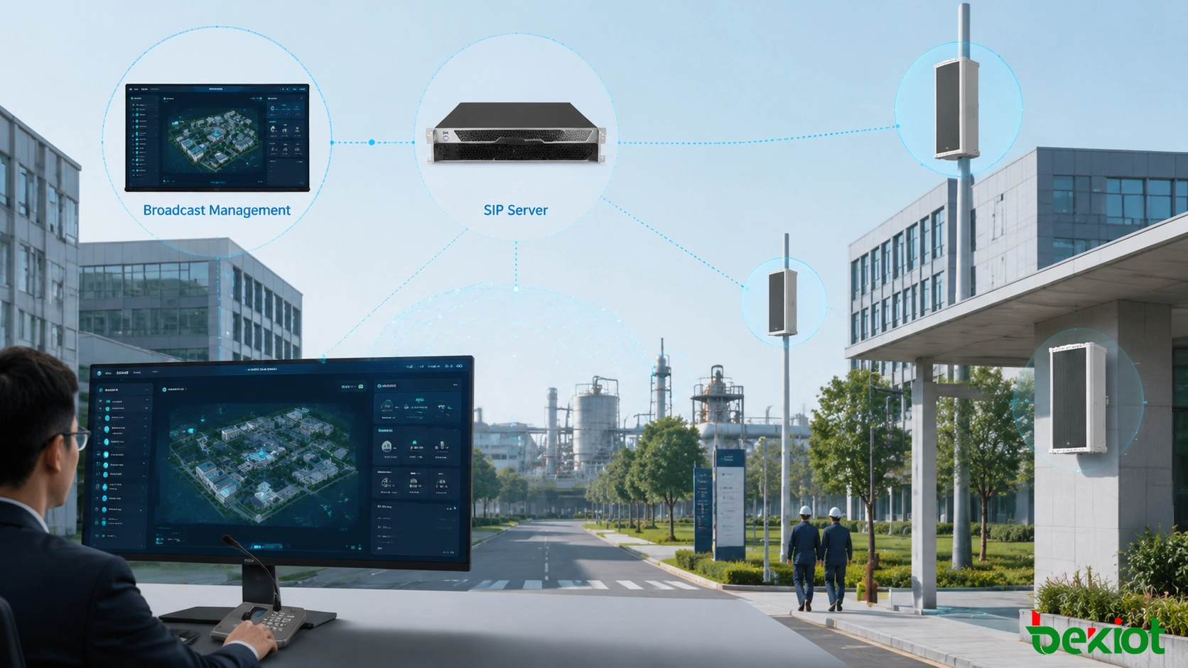 Architecture de sonorisation SIP future intégrant l'audio IP, les services cloud, la gestion intelligente et les systèmes de communication d'urgence