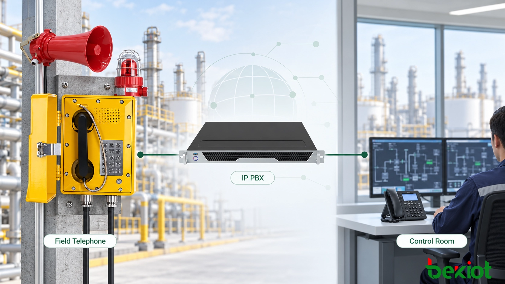 Téléphones antidéflagrants connectés à une IP PBX pour les appels de poste et la communication avec la salle de contrôle