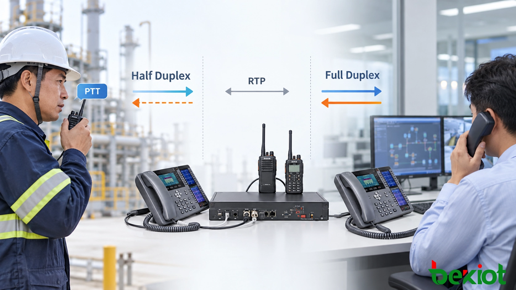 Contrôle d’appel entre radio semi-duplex et téléphone duplex intégral avec gestion SIP, RTP et PTT