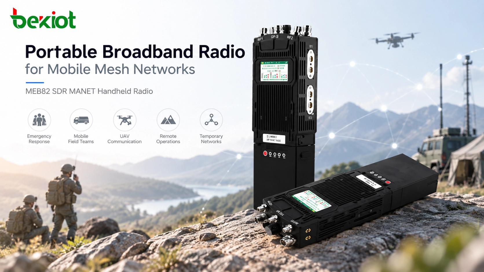 Vue du produit radio portable SDR MANET MEB82