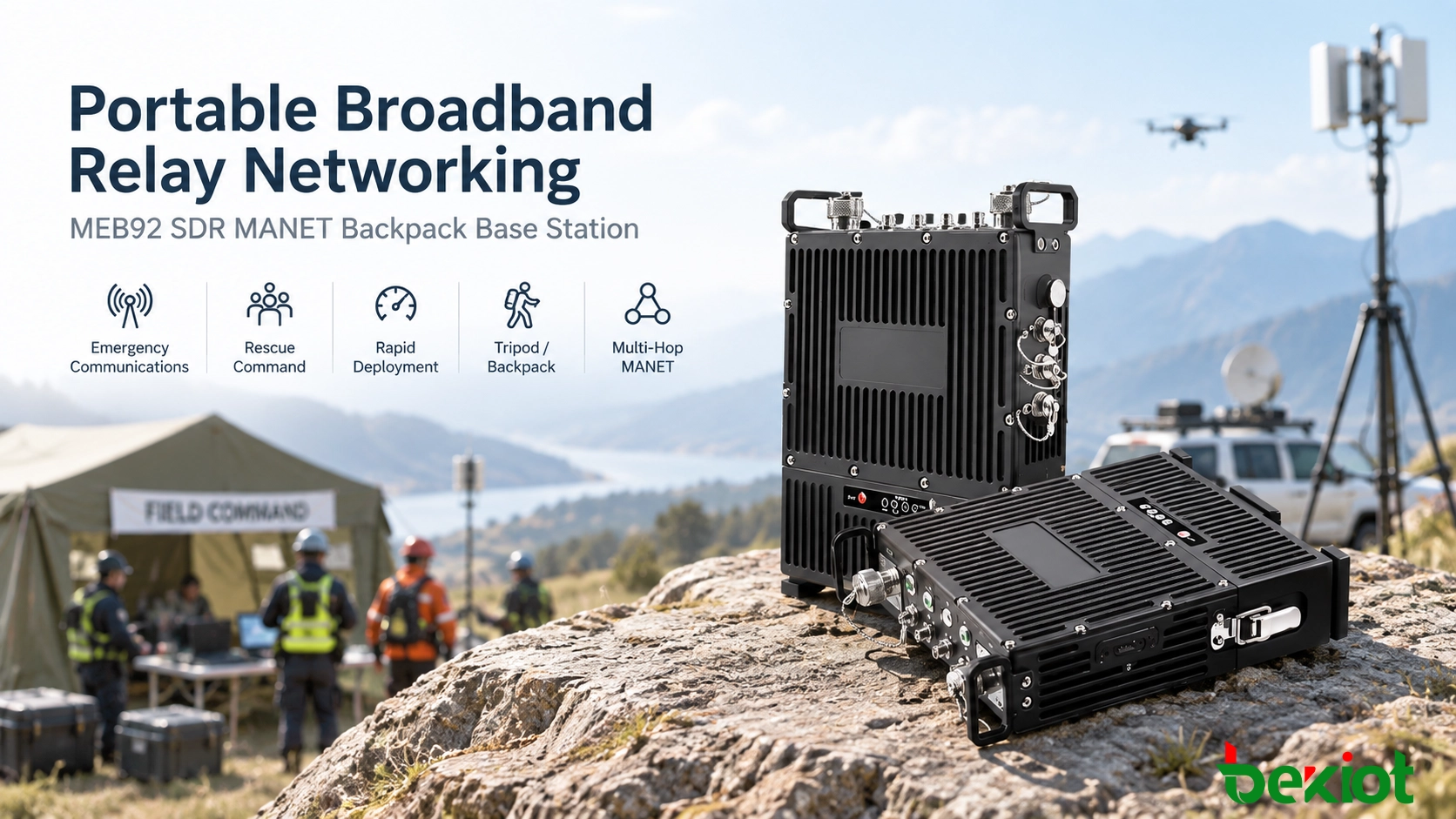 Vue du produit station de base dorsale SDR MANET MEB92