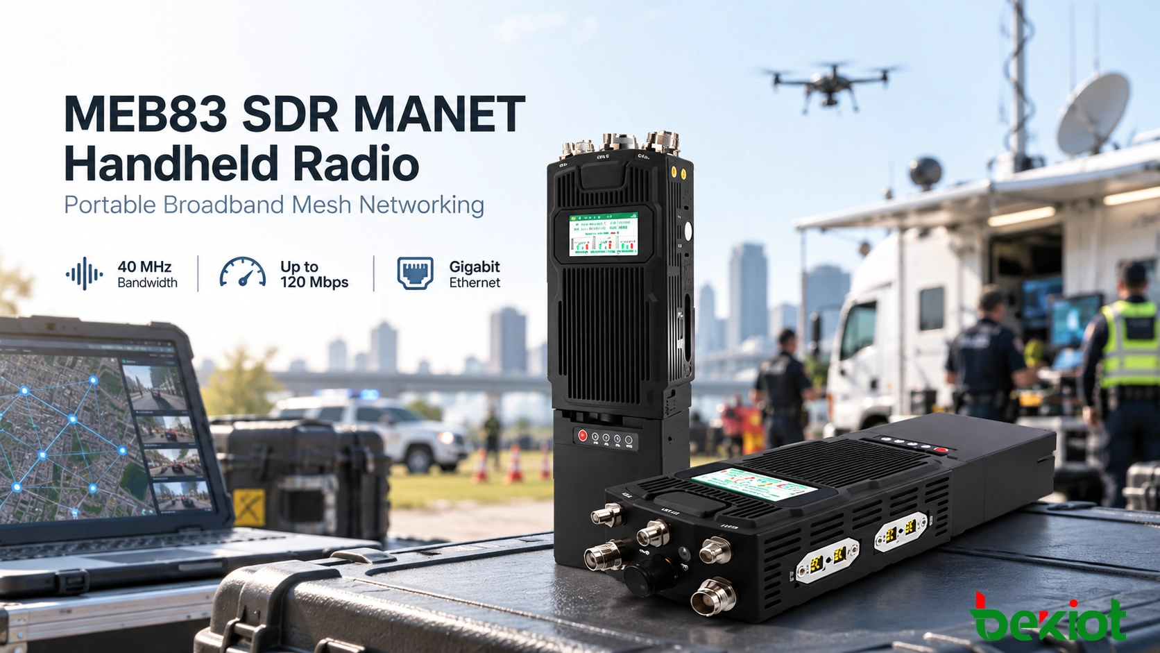 Vue du produit radio portable SDR MANET MEB83