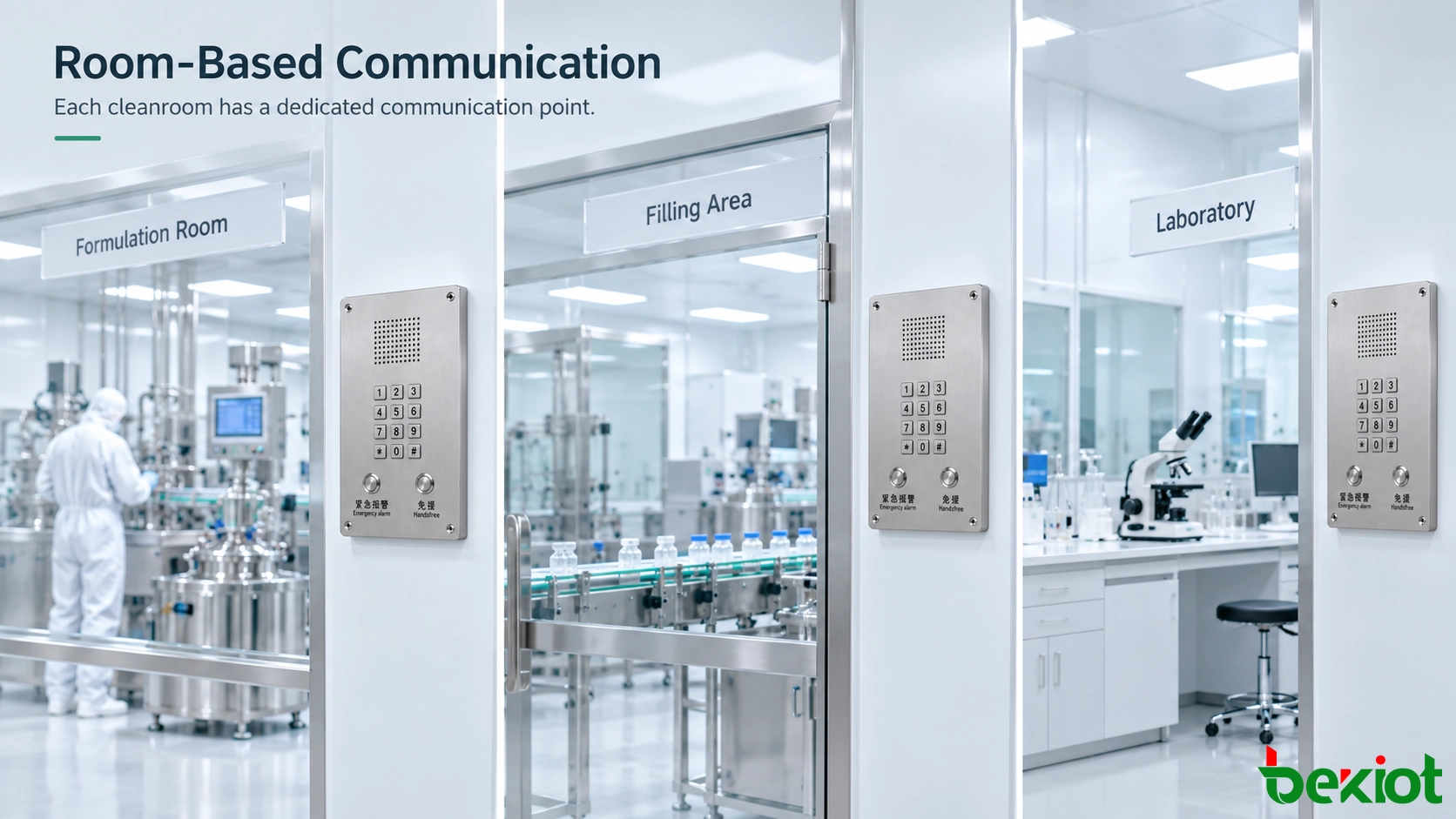 Points de communication téléphonique dans les zones de production contrôlées