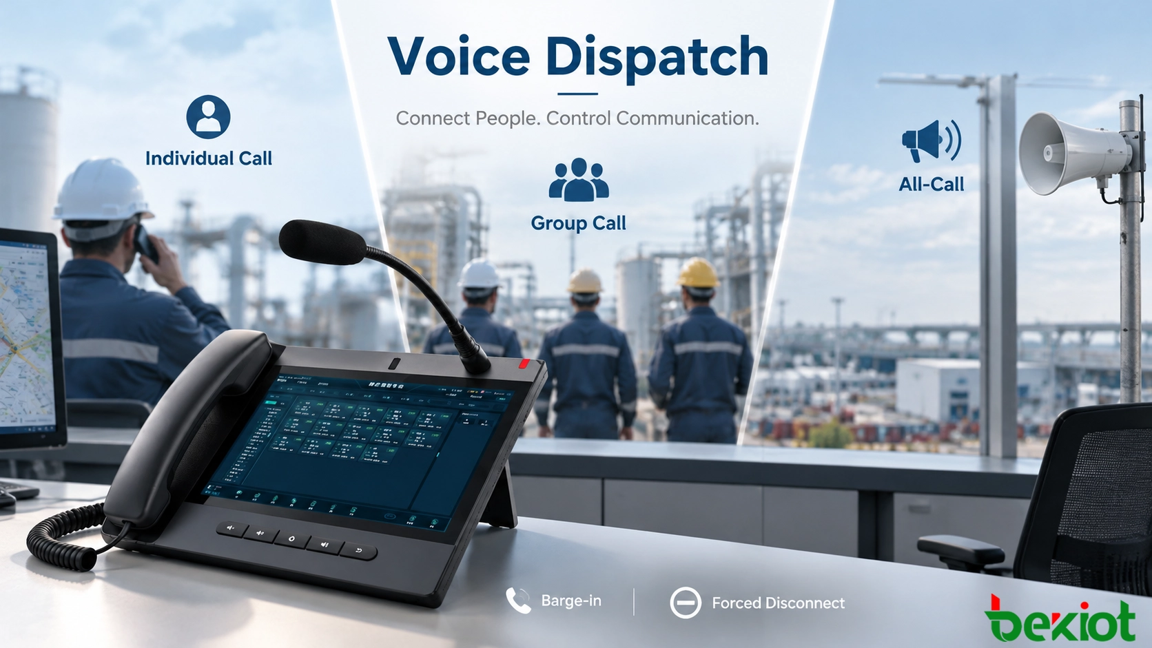Contrôle des appels en dispatching vocal : appels individuels, de groupe et interventions prioritaires