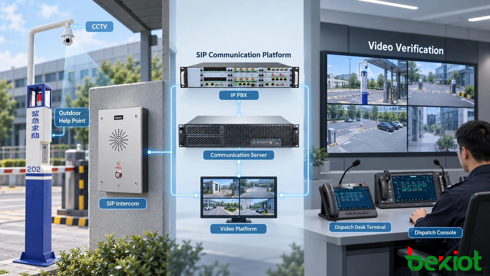 Interphone d'urgence SIP associé à un système de vérification vidéo