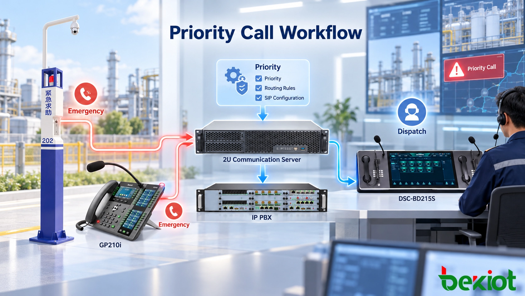 Workflow de configuration des appels prioritaires sur interphone d'urgence SIP