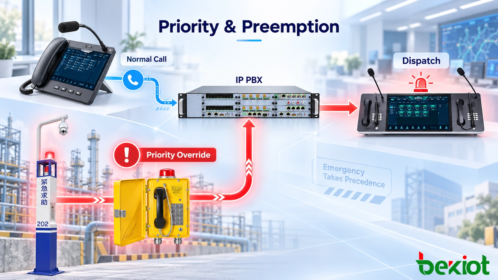 Architecture d'appel prioritaire SIP avec IP PBX et console de répartition